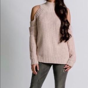 Fall Fab'rik Blush Cold Shoulder Sweater
